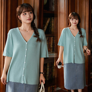 高端200斤胖mm大码 短袖 纯欲独特别致针织开衫 新款 上衣9169 夏季