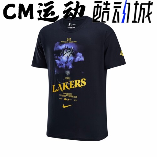 耐克湖人针织纯棉印花短袖T恤