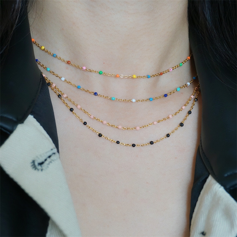 WITH GJ可爱彩色滴油豆豆项链女简约百搭保色DIY可搭配吊坠锁骨链,饰品/流行首饰/时尚饰品新,项链,淘宝优惠券,粉丝福利购,淘宝优惠卷