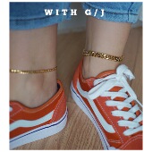 强保色欧美帅气时髦链条质感费加罗钛钢脚链女简约复古金属感