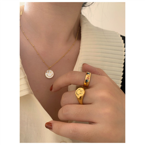 天然贝母可爱笑脸好运项链不褪色