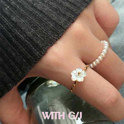 新中式天然贝壳不褪色钛钢戒指女