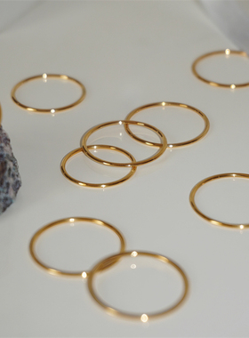 WITH GJ 像线一样 ins极细简约光圈戒指不褪色叠戴日常款钛钢指环