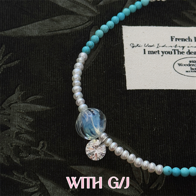 天然淡水珍珠蓝松石波纹琉璃手链