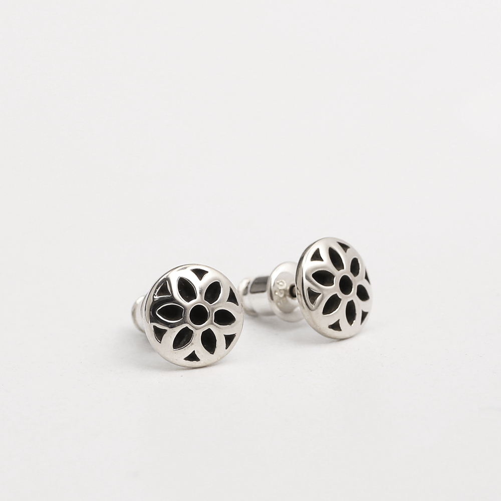 goodart925纯银手工樱花耳钉