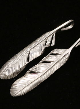 三沐高桥吾郎KENKIKUCHI925纯银菊地健小羽毛情侣吊坠银饰DIY配件