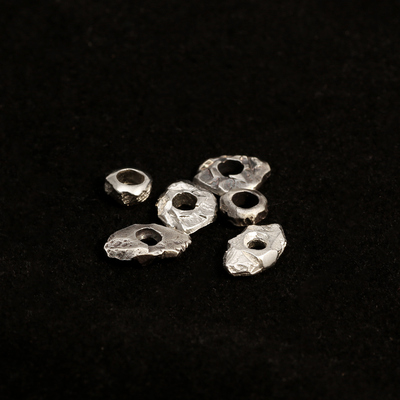 HB925纯银手工随形石头隔珠