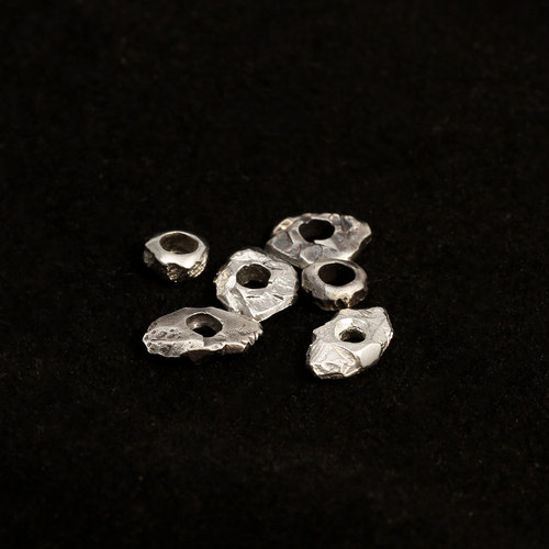 HB925纯银手工随形石头隔珠