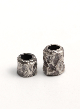 925纯银手工石头银管珠