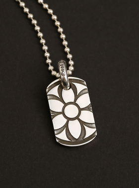 三沐good art军牌樱花挂牌狗牌吊坠925纯银男女款goodart手工银饰