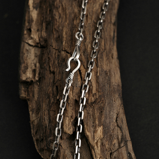 三沐高桥吾郎风格手工925纯银细角麻花扣百搭潮男女款十字银链diy