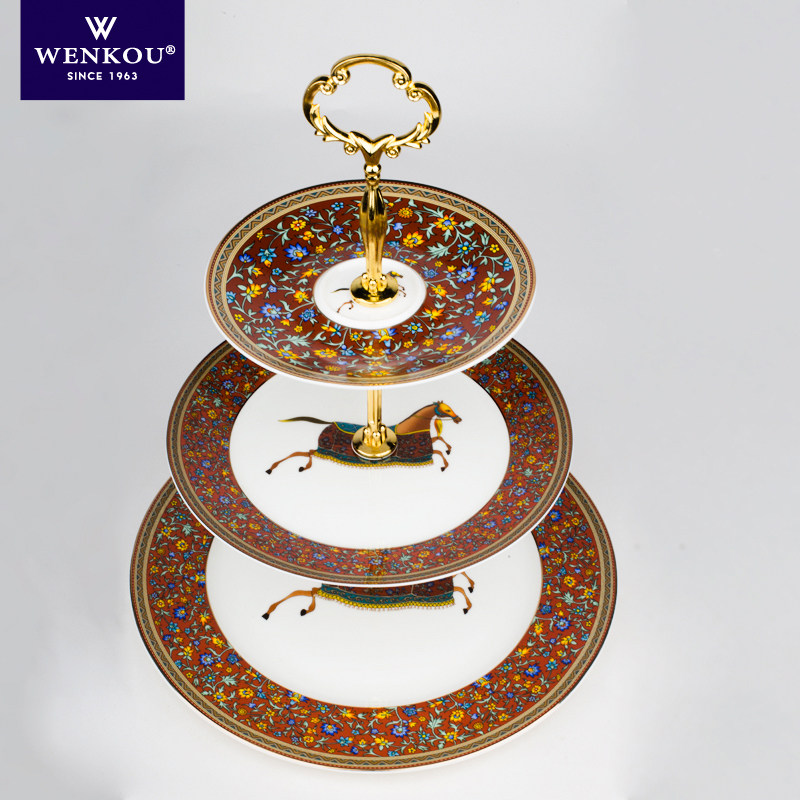 下午茶蛋糕架骨瓷双层点心盘家用客厅水果盘欧式出口干果盘新品