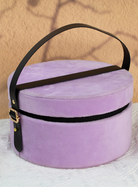 手提伴手礼盒结婚丝绒圆形礼品盒高级感伴娘美业送礼大容量空盒