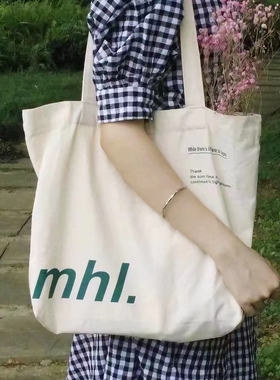 韩系博主慵懒风帆布袋ins文艺简约大容量风单肩帆布包时尚女学生