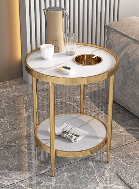 麻将桌茶几棋牌室专用茶水架麻将机小边几酒店圆几轻奢岩板免安装