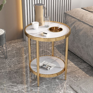 麻将桌茶几茶水架棋牌室专用麻将机边整装不锈钢岩板大圆几台角几