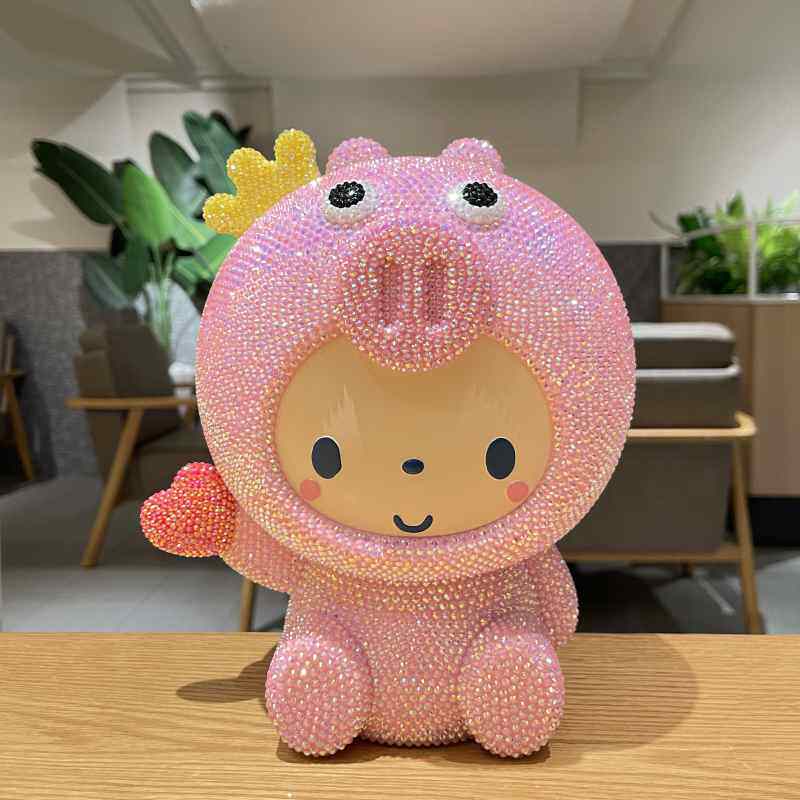 皇冠存钱罐手工粘钻DIY猪猪