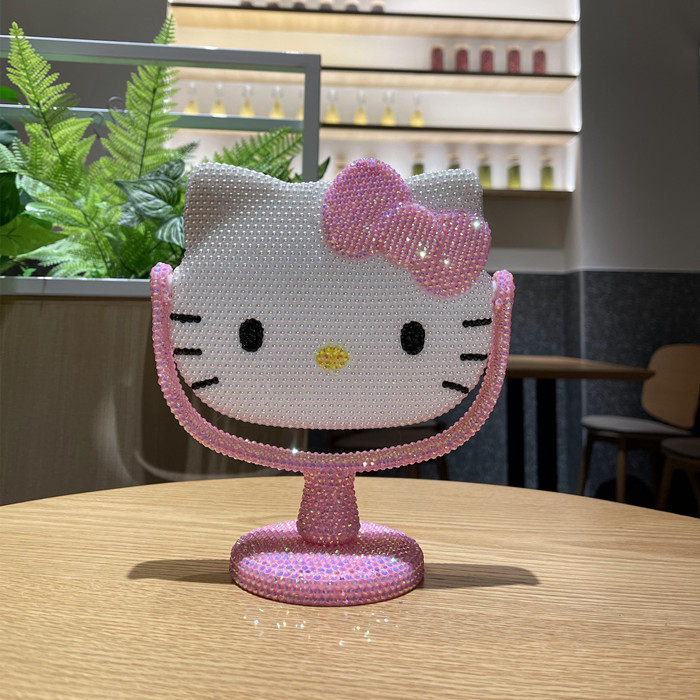 小花猫台镜小白猫手工diy旋转
