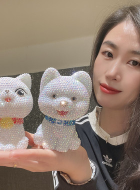 镶钻小狗汽车摆件只进不出创意卡通柴犬车摆猫咪女孩小猫生日礼物