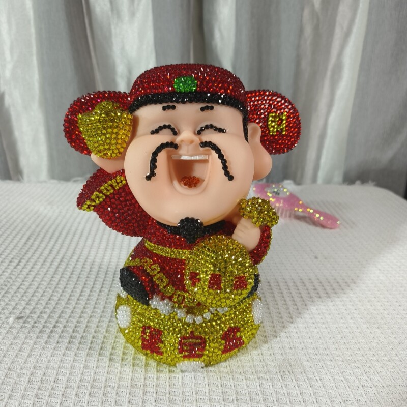手工粘钻财神爷摆件粘钻存钱罐