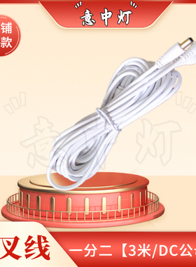 白色分叉线DC母头转DC公头一分二5米双人床专用转接线5.5*2.1mm