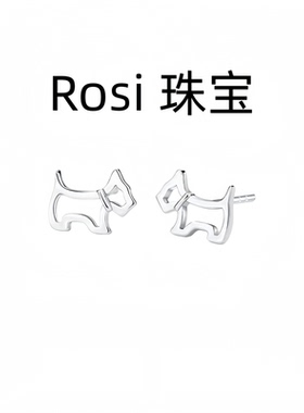 Rosi 珠宝999镂空小狗耳钉女简约可爱萌宠小耳钉百搭学生耳饰礼物