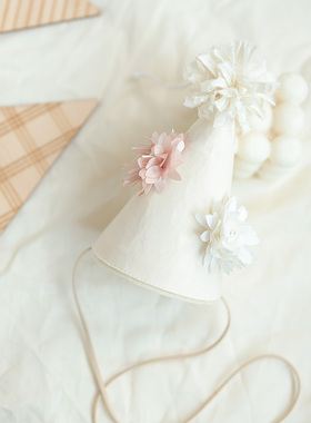 奶油系花朵生日派对帽子发带可爱INS风儿童发饰女童发箍头箍头饰