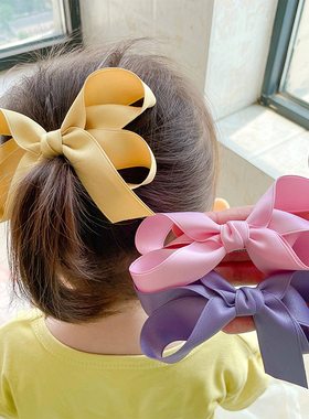 猪妈天使2023夏新品女童宝宝简约可爱彩色丝带蝴蝶结发夹碎发夹子