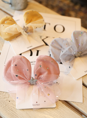 韩国儿童发饰女童宝宝敲仙蕾丝发夹立体耳朵发卡蝴蝶结公主头饰