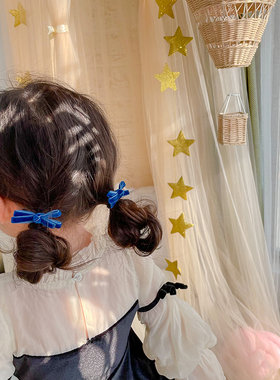 儿童头饰宝宝丝绒蝴蝶结发圈发夹小号红色女童扎头发皮筋头绳猪妈