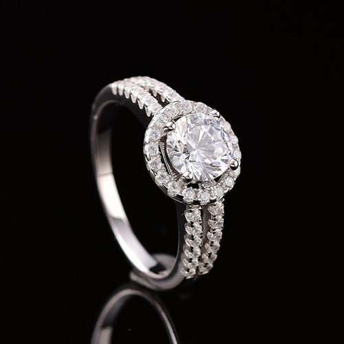 925纯银莫桑石双排圆包钻戒