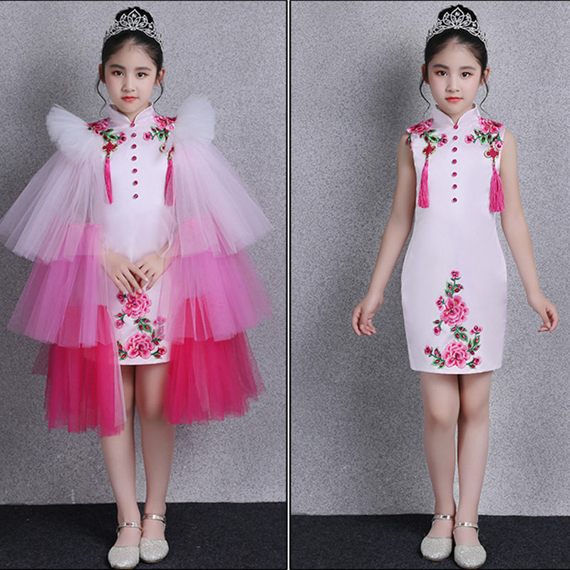 儿童生日礼服中式旗袍裙女童修身网纱公主裙模特走秀高端演出服装,童装/婴儿装/亲子装,儿童礼服,淘宝优惠券,粉丝福利购,淘宝优惠卷