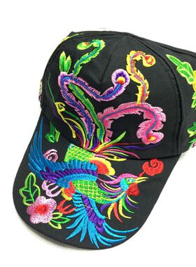 夏季民族风刺绣旅游女士棒球帽 百搭绣花半顶帽鸭舌帽休闲遮阳帽