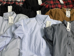 古着vintage阿美咔叽美式 204 原宿男女复古格子条横纯色棉衬衫