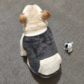 法斗衣服秋冬季 巴哥胖狗卫衣宠物狗狗圆领带兜狗绒衣加厚保暖微弹