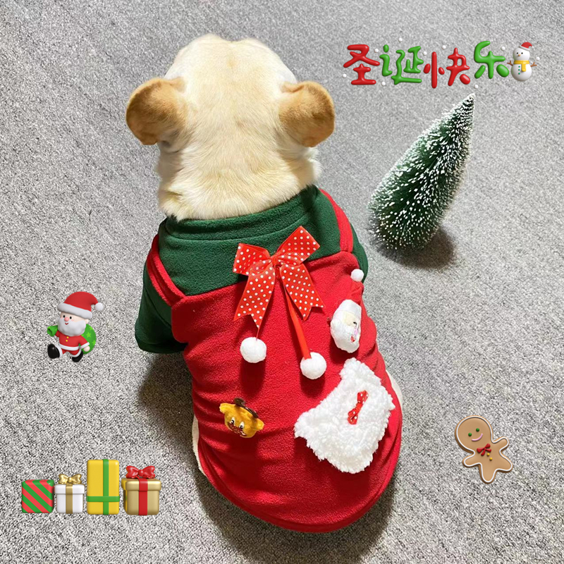 法斗宠物狗狗绒面保暖圣诞节卫衣
