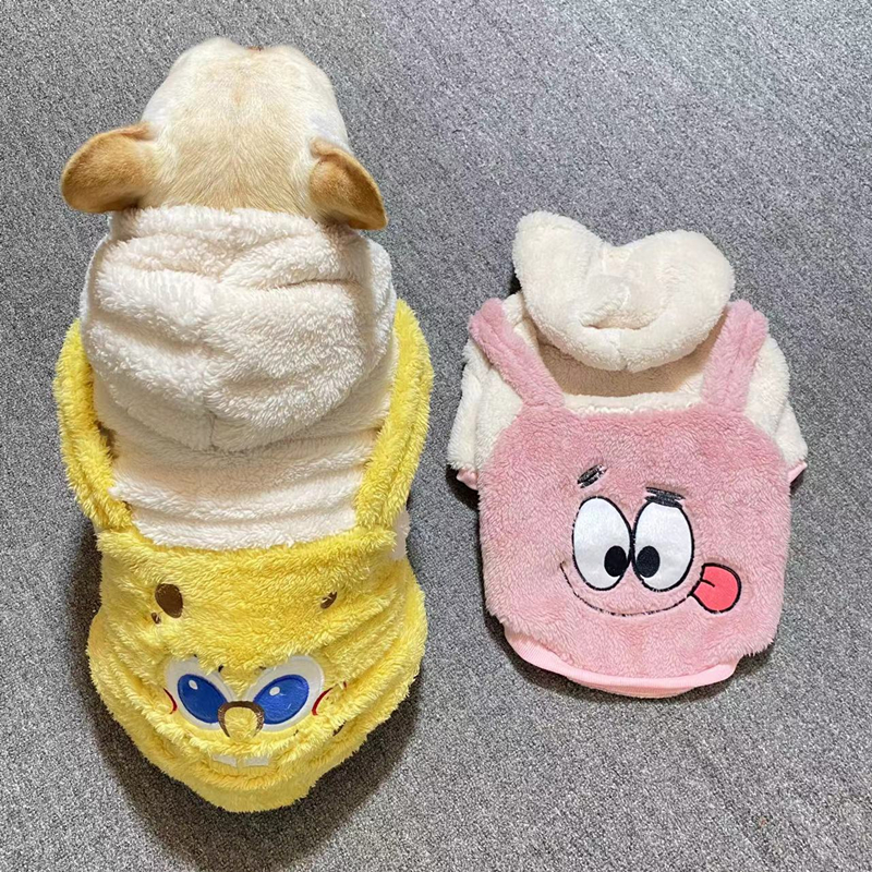 法斗加绒加厚假两件可爱卡通卫衣