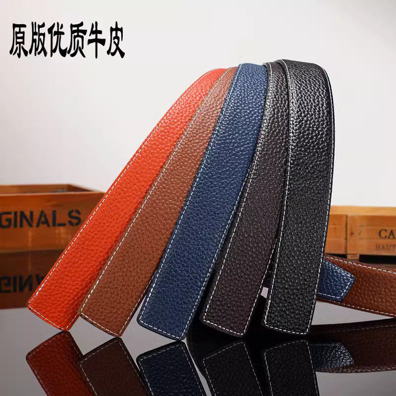 h皮带男真皮不带头平滑扣针扣商务纯牛皮腰带带身青年无头皮带条