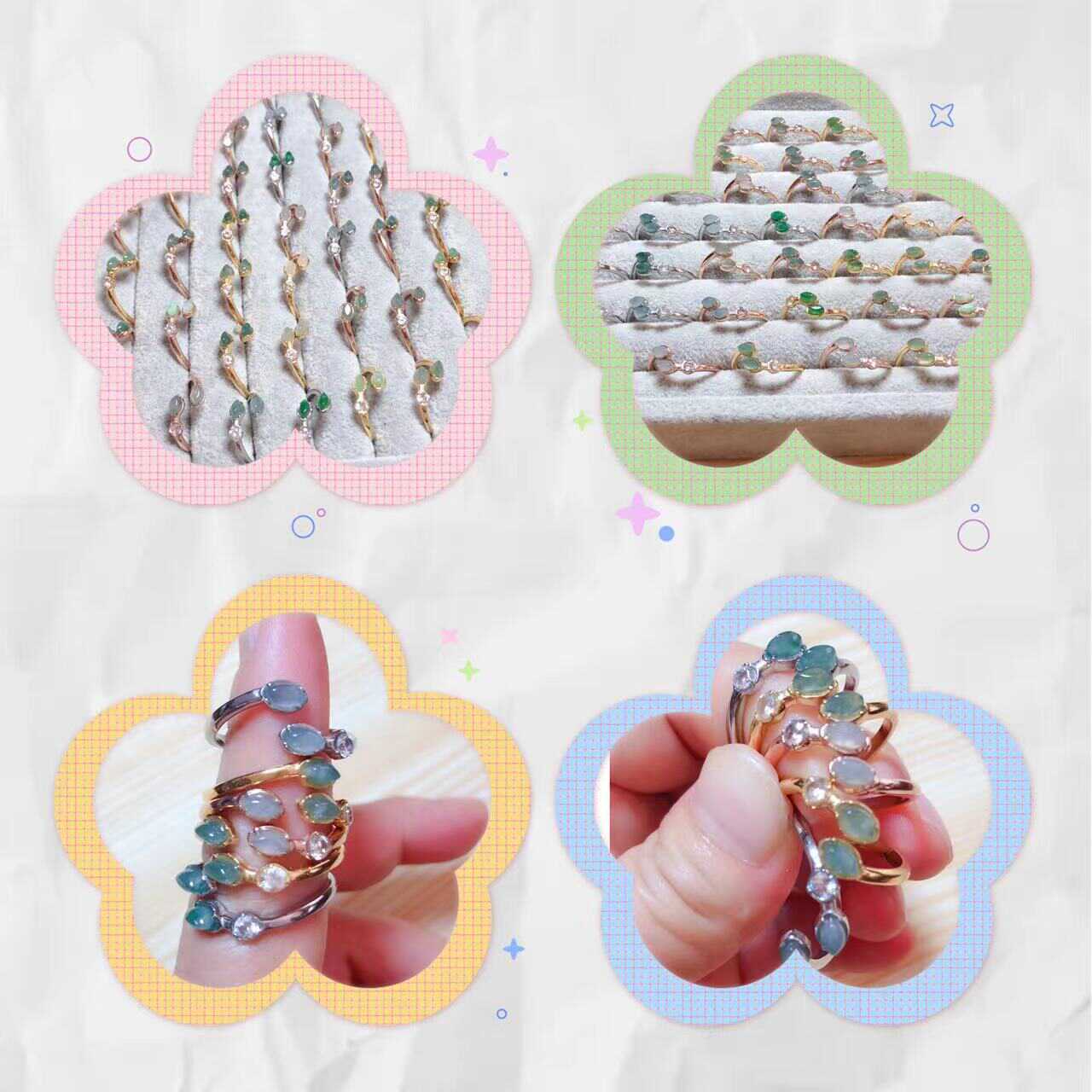 翡翠/天然/A料/精钢镶嵌翡翠天然玉石戒指