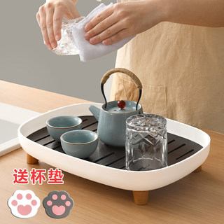 日式茶盘家用小型茶台简约方形水果盘现代客厅茶具储水式沥水托盘