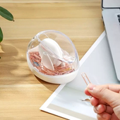 日本磁吸回形针收纳盒滚动式 取针盒创意办公收纳塑料曲别针收纳筒