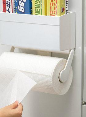 日本komi厨房磁铁冰箱侧壁用卷纸架纸巾架保鲜膜收纳架置物架挂架