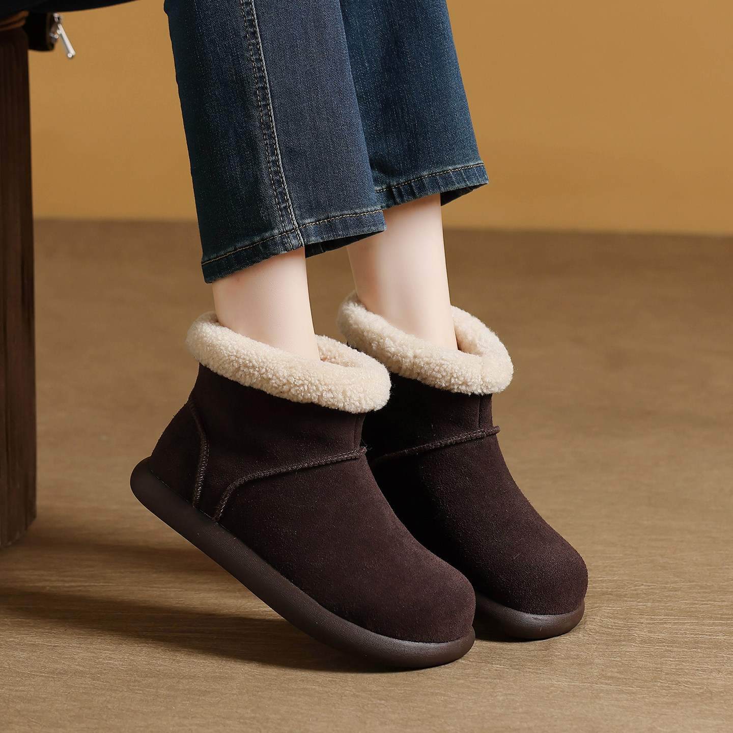 保暖真皮面包鞋复古磨砂马丁靴勃肯女靴毛毛鞋东北短筒雪地靴棉鞋,女鞋,时尚雪地靴,淘宝优惠券,粉丝福利购,淘宝优惠卷