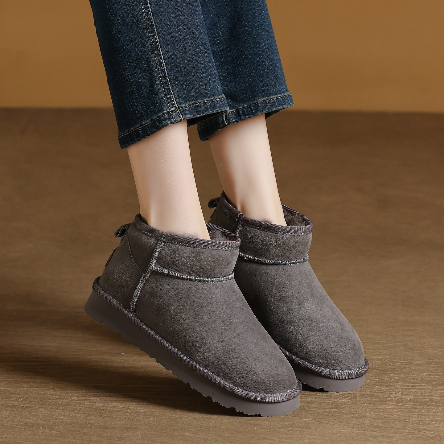 磨砂牛皮加绒加厚雪地靴女2025冬季新款短筒皮毛一体加厚保暖棉靴,女鞋,时尚雪地靴,淘宝优惠券,粉丝福利购,淘宝优惠卷