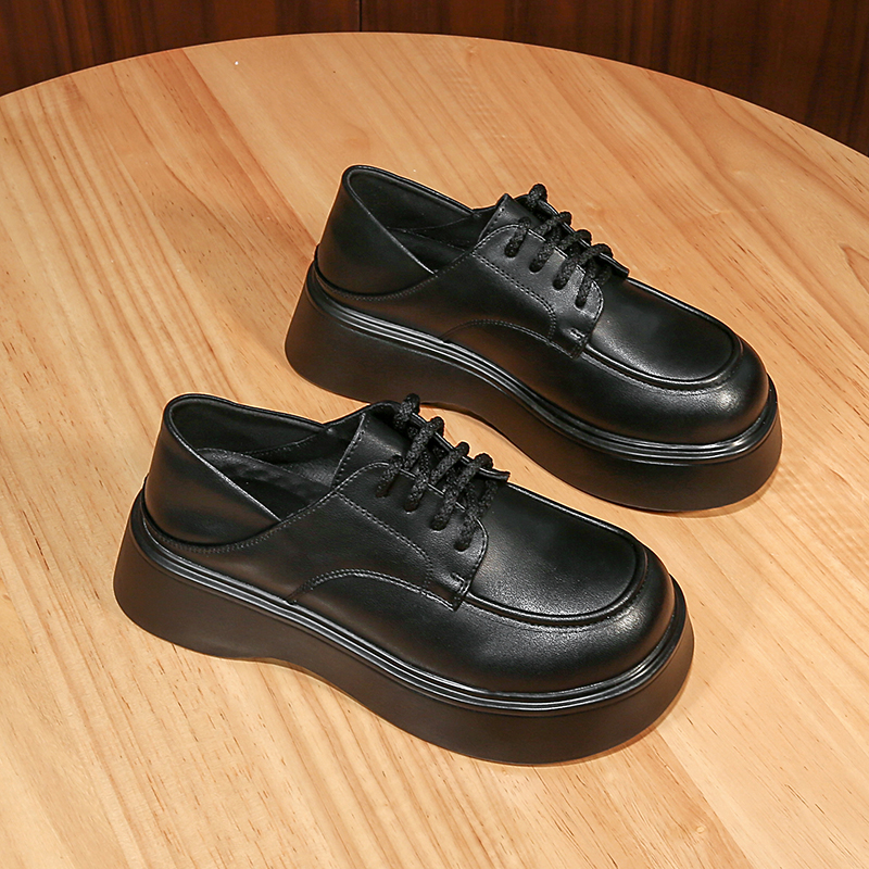 单鞋复古增高显瘦真皮牛皮乐福鞋