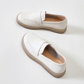 真皮乐福鞋 百搭小白鞋 女软底2025春秋季 一脚蹬复古休闲平底小皮鞋