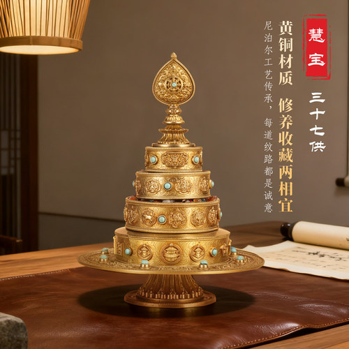 西藏纯铜供曼扎盘整套