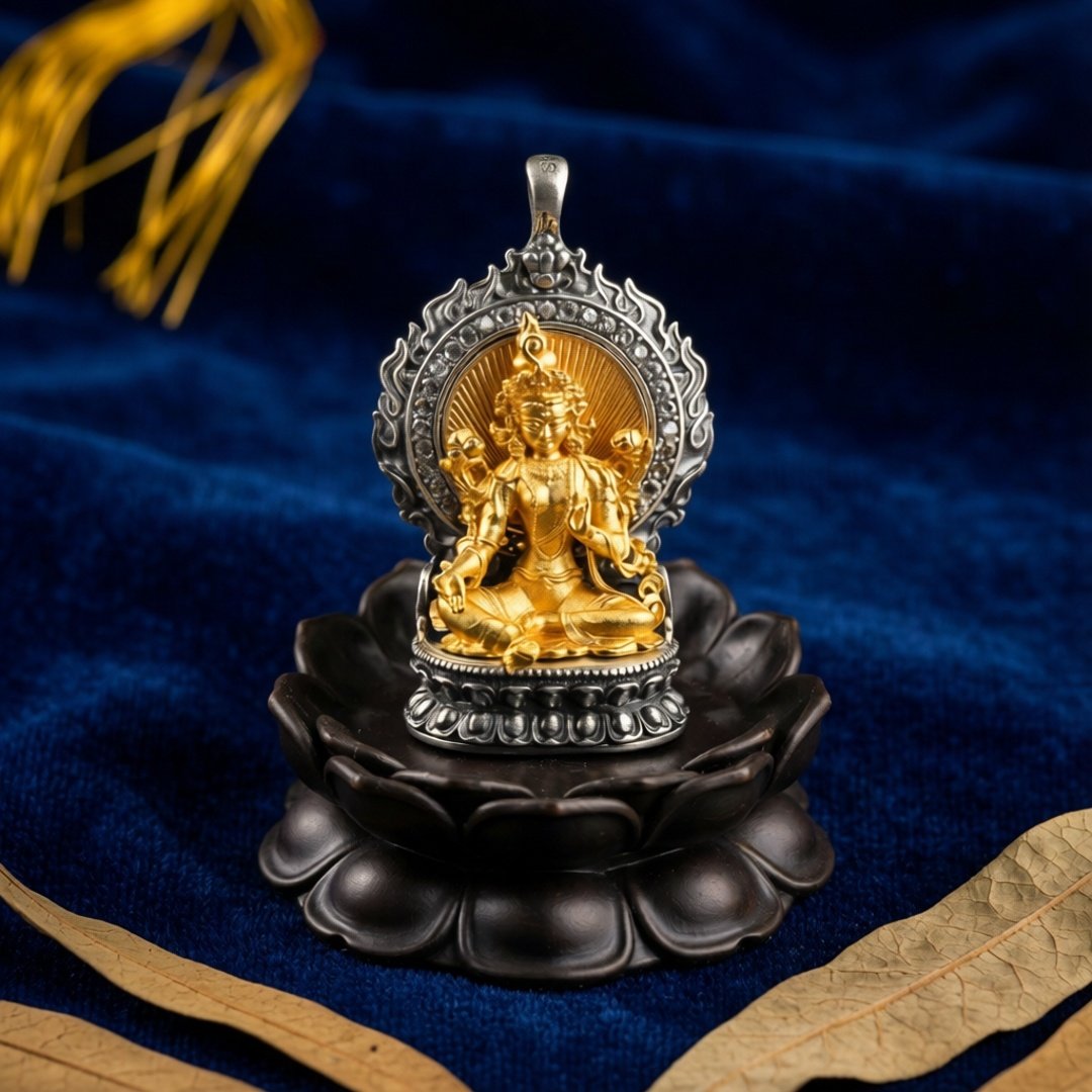 藏式佛牌黄财神扎基拉姆绿度母吊坠十二生肖八大守护神嘎乌盒挂件