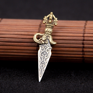 s925纯银普巴金刚杵吊坠上铜下银精美制作diy配饰做旧设计男女款