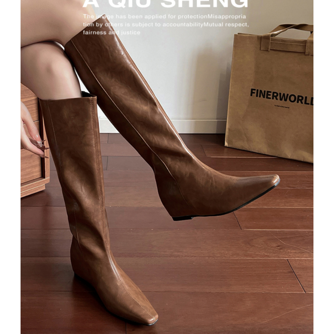 无注册商标厚底不过膝骑士靴